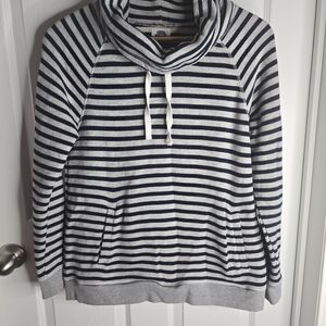 Old Navy Striped Blue and Gray Cowl Neck Sweater